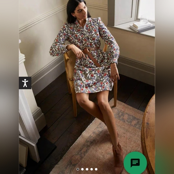 Floral Long-Sleeve Dress with Belt - Picture 1 of 12